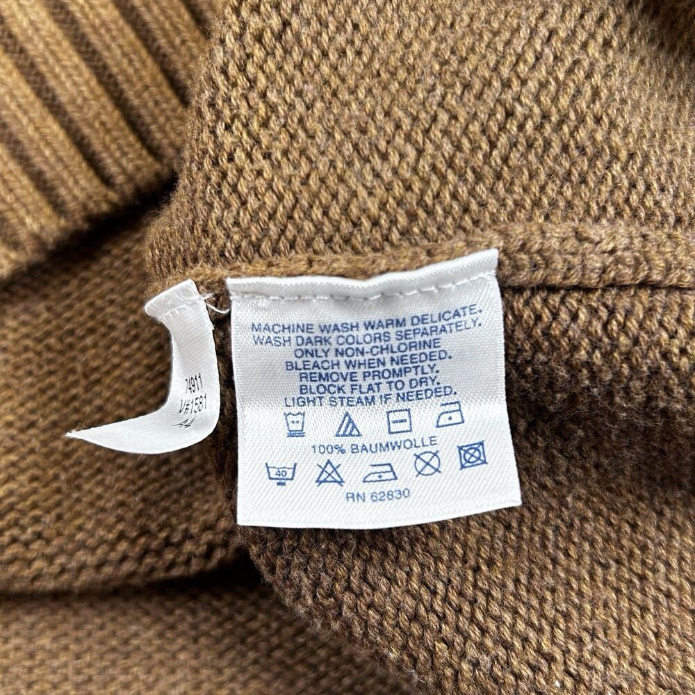 Vintage Lands End V-neck Sweater Vest Brown Tan 100% Cotton Hong Kong Mens XXL - Picture 4 of 9